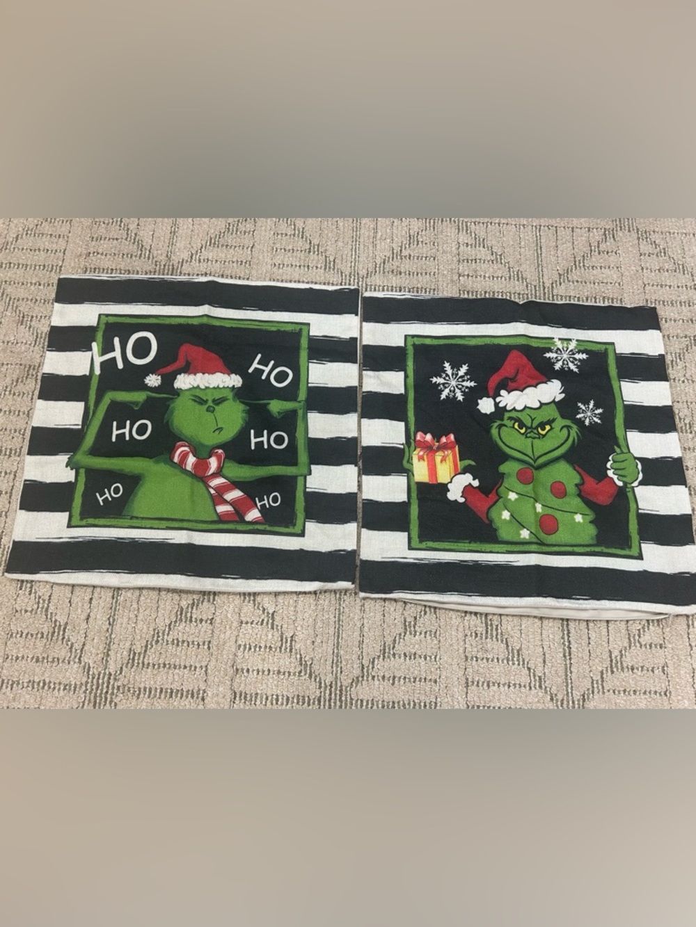 Holiday Grinch Decorative Cushion Covers - Black & Green 18X18